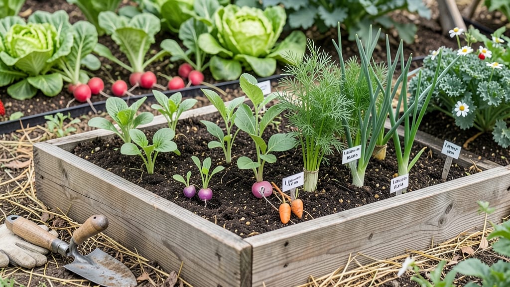 Small Raised Bed Vegetable Garden Layout: Square-Foot Spacing for Maximum Yield