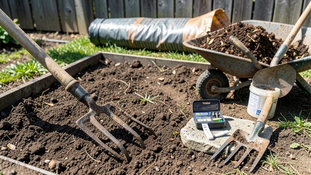 Flower Bed Soil Preparation: Loose, Aerated Base for Root Growth and Drainage
